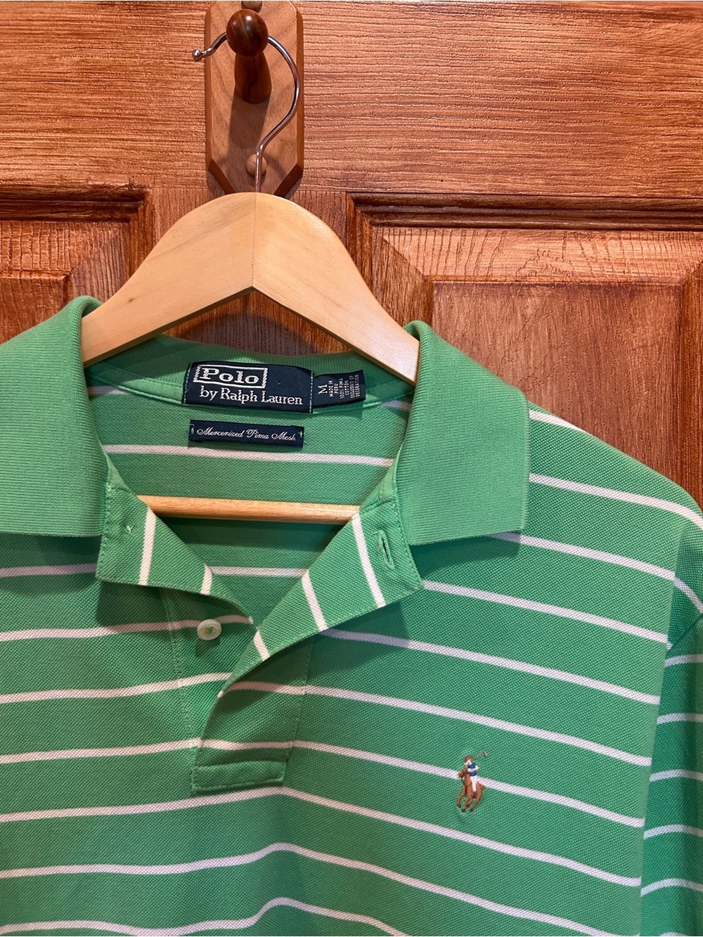 Polo by Ralph Lauren Green and White Striped Men’s Polo
